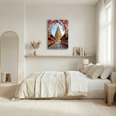 «Gallery Wrap», art mural sur toile pour le salon, la chambre à coucher, le bureau ou le vestibule - décoration murale décorative avec fleur de temple
