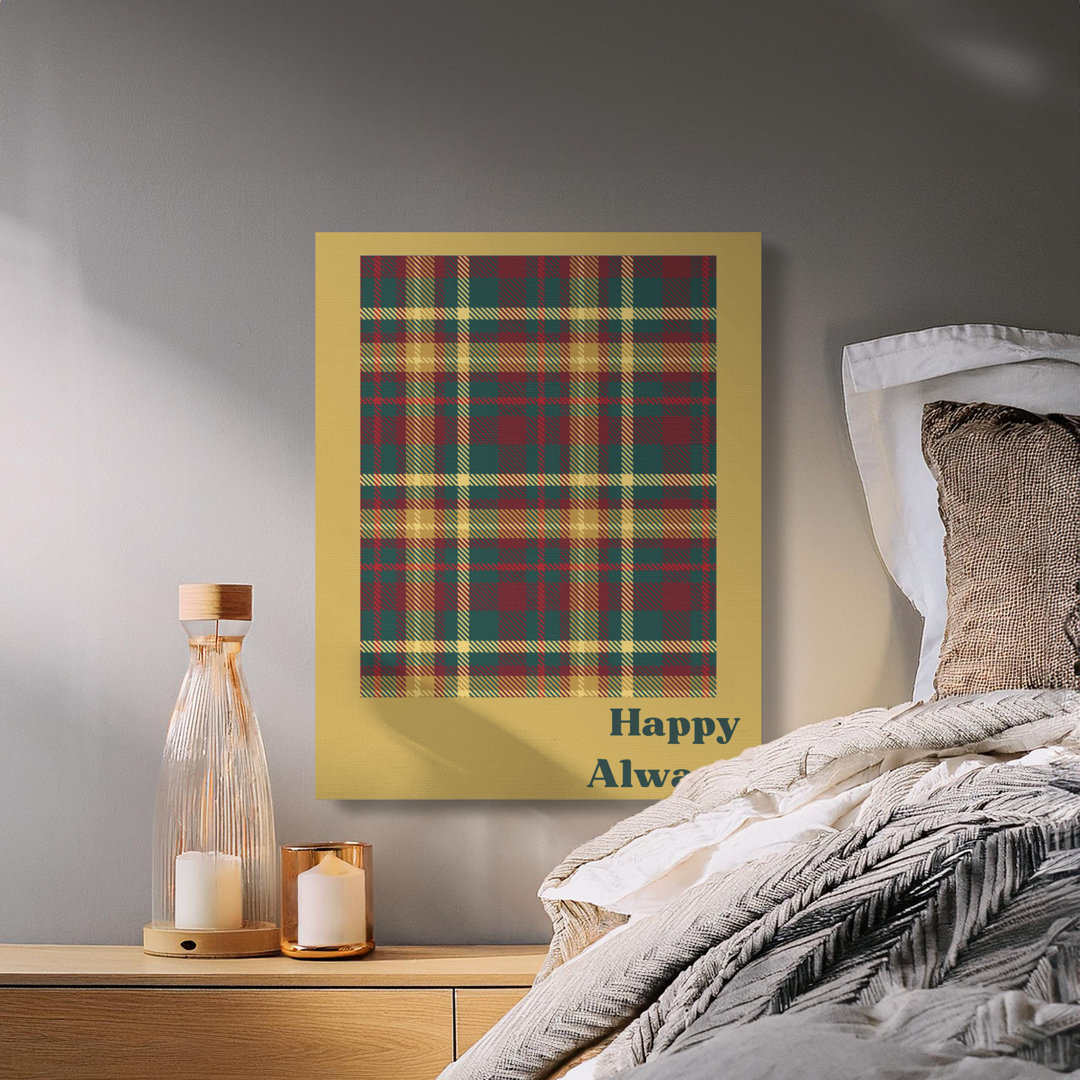 Classic Plaid Happy Always Canvas Print