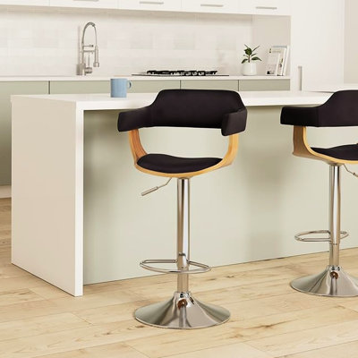 Pivotant contemporain en chêne patiné avec rembourrage, 360 tourbillon complet, fonction de hauteur réglable, base large et repose-pieds, agencement de couleurs noir et kaki, pour la cuisine, fabrication en acier au caoutchouc ABS, 21,08 po