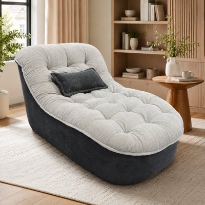 Chaise longue surdimensionnée sans os avec dossier incurvé et coussin moelleux