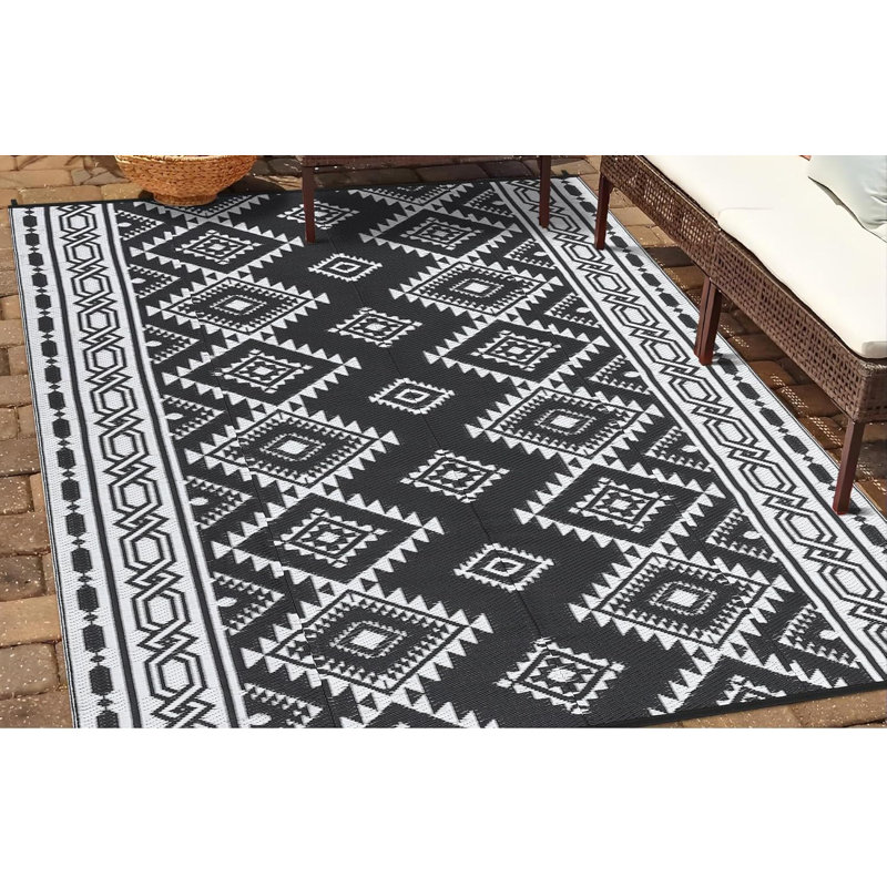 Indoor/Outdoor Reversible Rug, Modern All-Weather Floor Mat for Patio, Deck, Balcony, Rectangle 8' x 10'