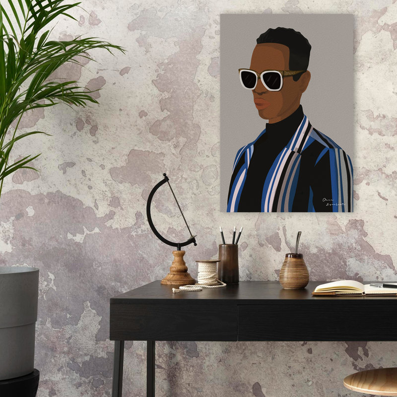 So Cool II - art blazer noir, bleu et brun, H 24 po x l 16 po
