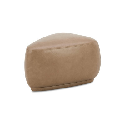 Pebble 26" Rounded Triangle Cocktail Ottoman in Tuscan Tan Leather