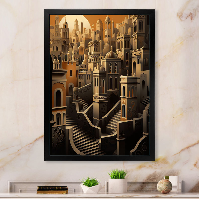«Arab City Hills IV», reproduction d'art sur toile, H 44 po x l 34 po x P 1,5 po, Noir