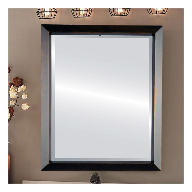 Miroir décoratif biseauté Gatica, 26 po x 22 po, Bronze huilé