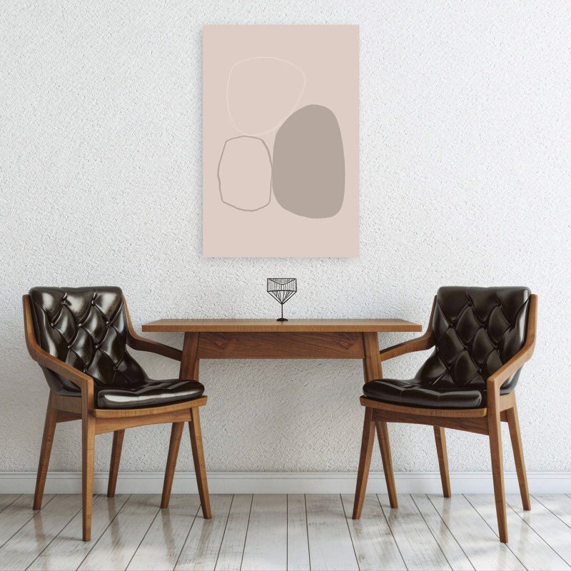 Art mural contemporain minimaliste abstrait formes neutres organiques, 36" H x 24" W