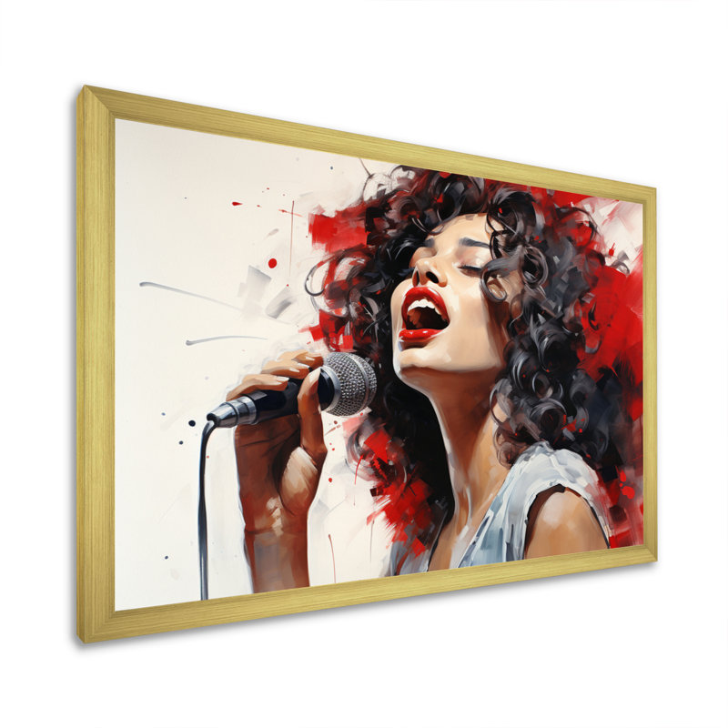 Red Black Music Vocal Expression - impression, Cadre doré simple, H 24 po x l 32 po x P 1 po