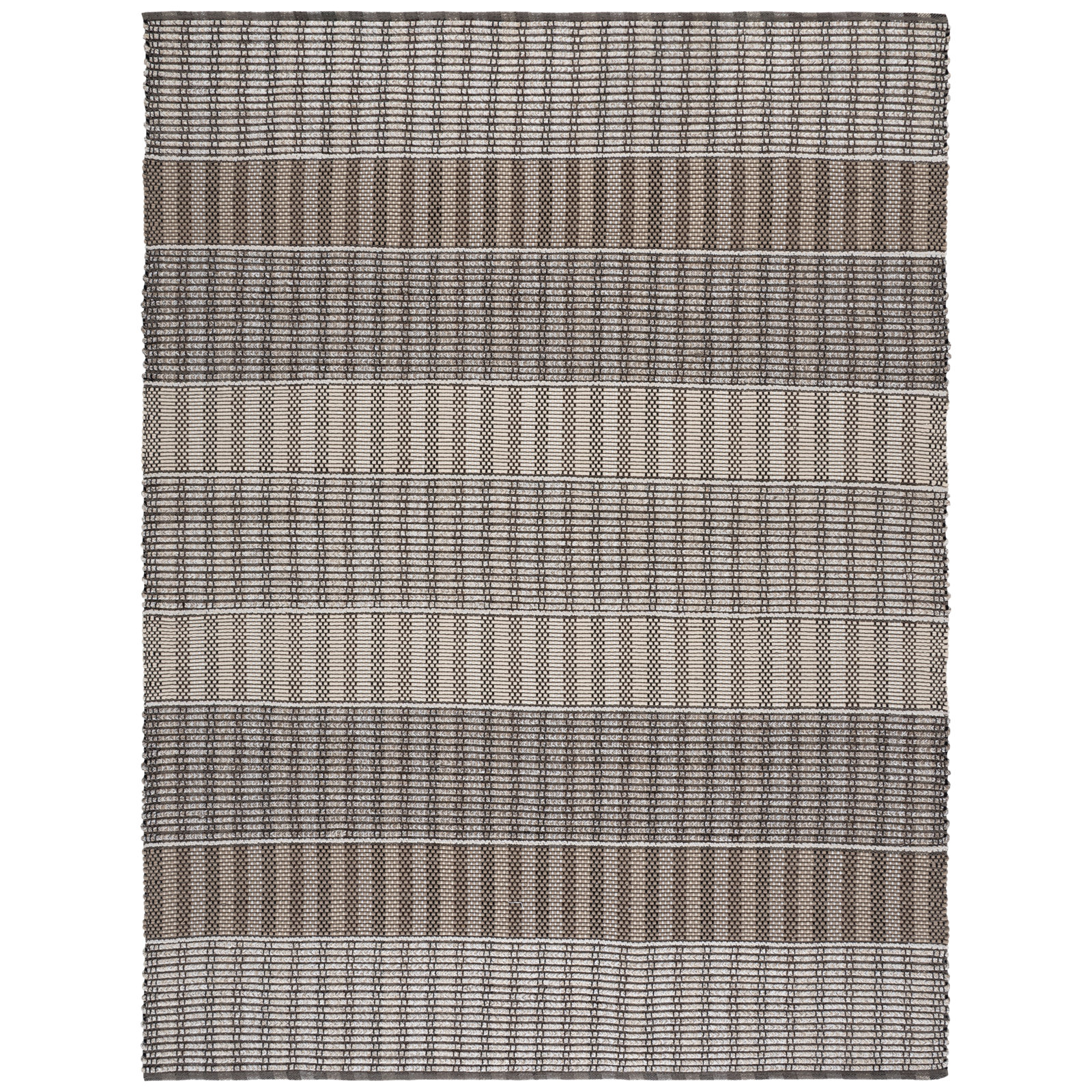 Braided 764 Hand Woven Cotton Pile Geometric Rug, Rectangle 8' x 10'