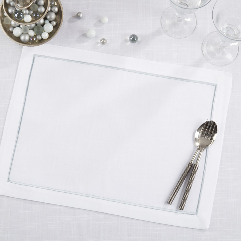 Embroidered Line Design Placemat (Set of 4), Grey