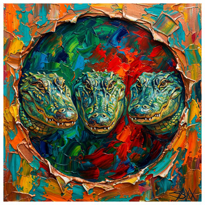 Abstract Crocodile Trio Comforter