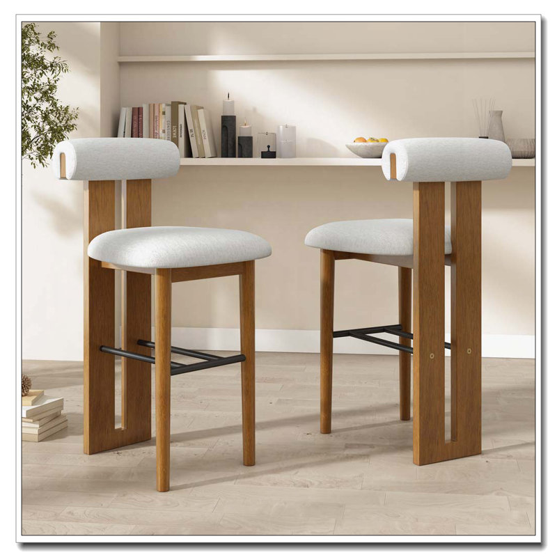 Wood Frame Barstool, Ivory