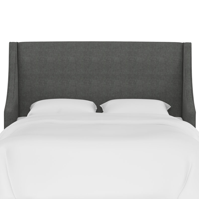Tête de lit tapissier Riane, Grand, Lin gris anthracite texturé Zuma