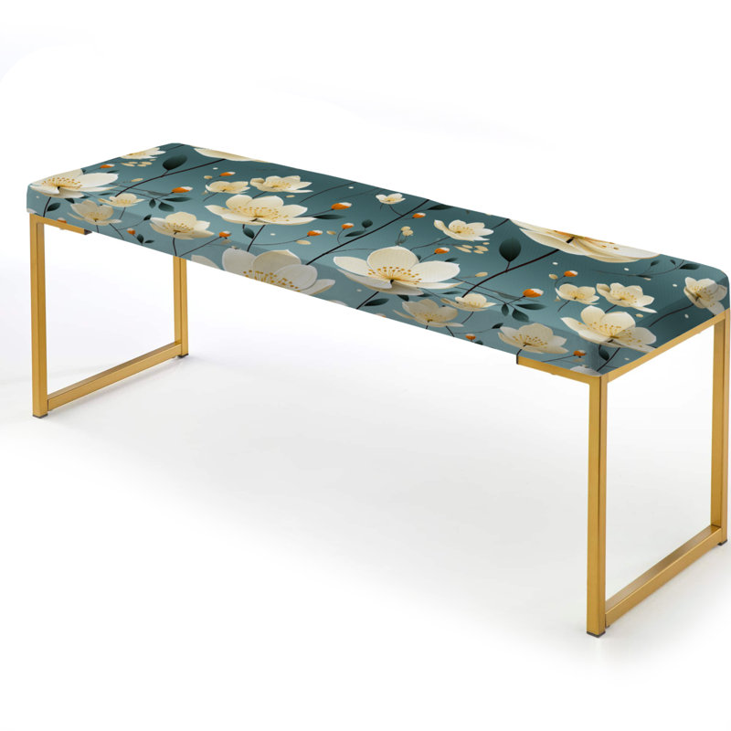 Motif floral Essence Petals Blooms - Banc rembourré floral doré