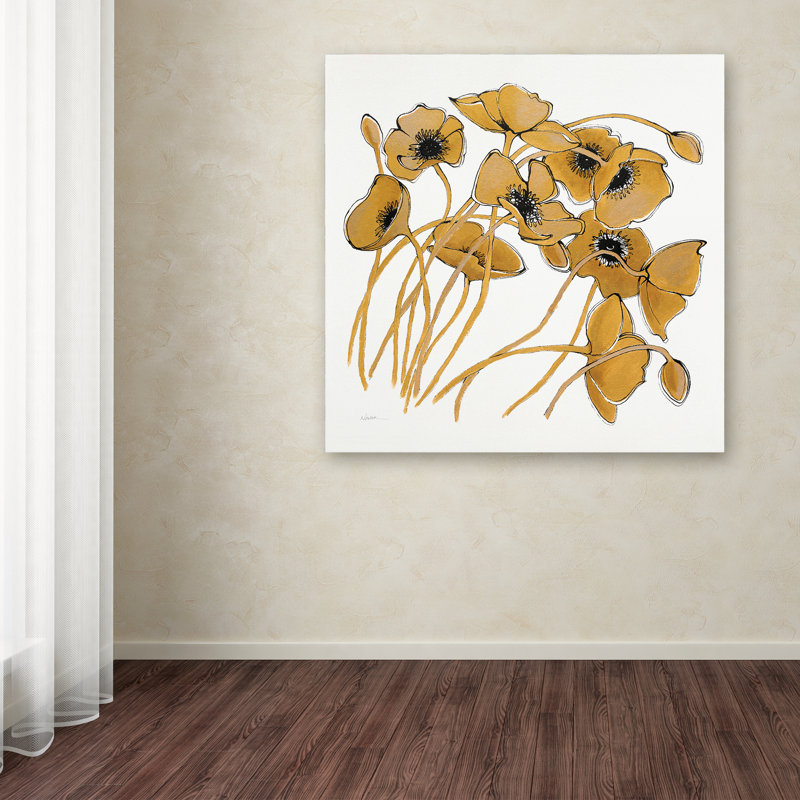 Gold and Black Floral Canvas Print, 15" x 20"
