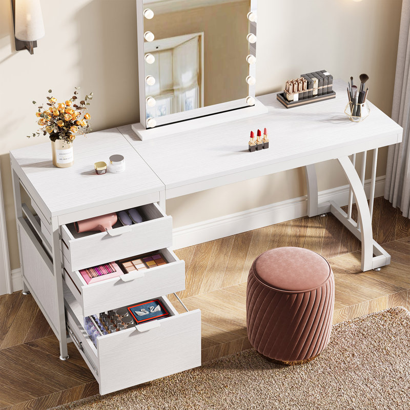 Kiyanni 59'' Vanity Desk with 3 Drawers, White