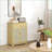 Modern Sideboard with Solid Rubber Wood Top, 2 Drawers, 2 Doors &amp; Adjustable Shelf | Natural Rattan | Wood | Dining Room-1145110604