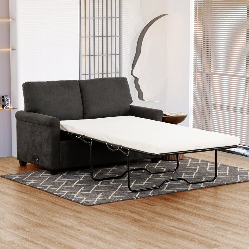Canapé-lit convertible pour lit simple avec ports USB, canapé-lit rembourré moderne pour le salon, idéal pour les petits espaces et les chambres d'amis