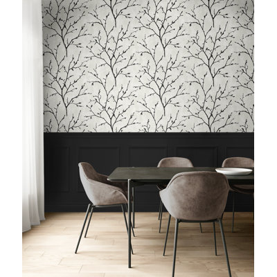 Sivia Contrast Tree Silhouette 18' L x 20.9" W Peel and Stick Wallpaper Roll