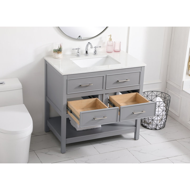 Sinclaire 36'' Single Bathroom Vanity with Engineered Marble Top, Gray