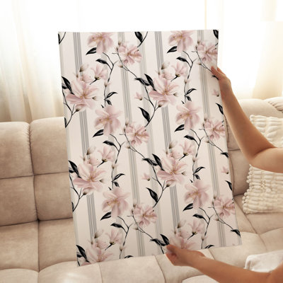 «Floral Stripes and Flowers VII Glam», reproduction d'art non encadrée