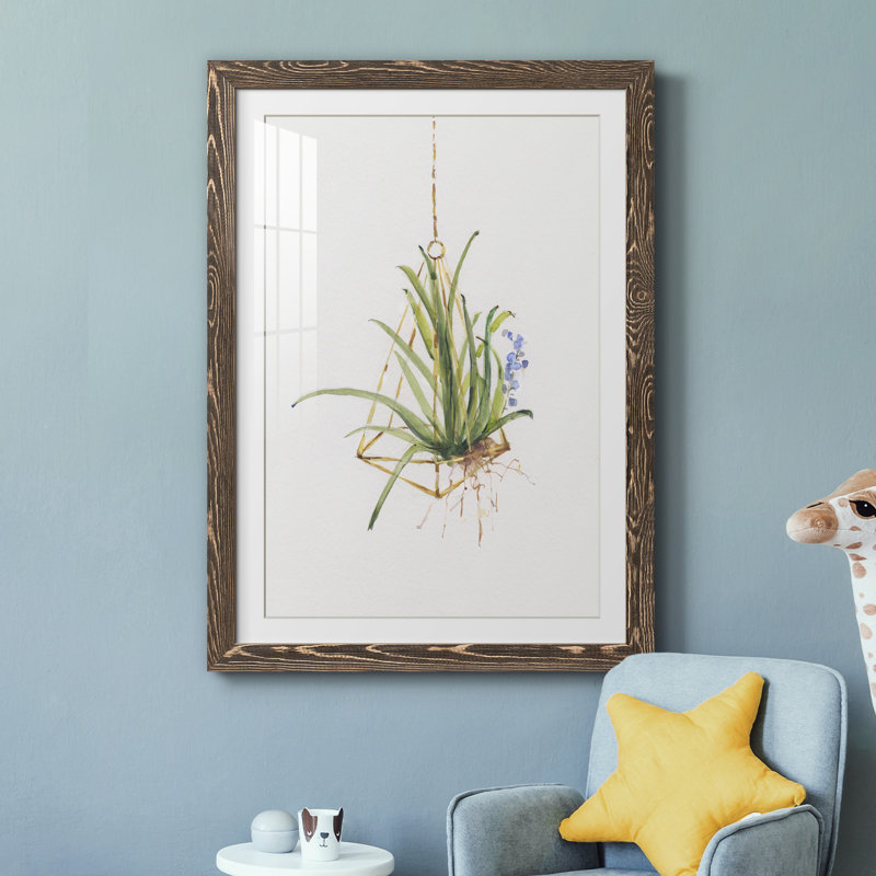 Gardenaire II - peinture encadrée, H 44 po x l 31 po x P 1 po, Encadré de bois de noyer