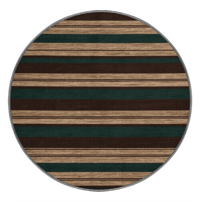 Machine Washable Horizontal Stripes Brown Area Rug