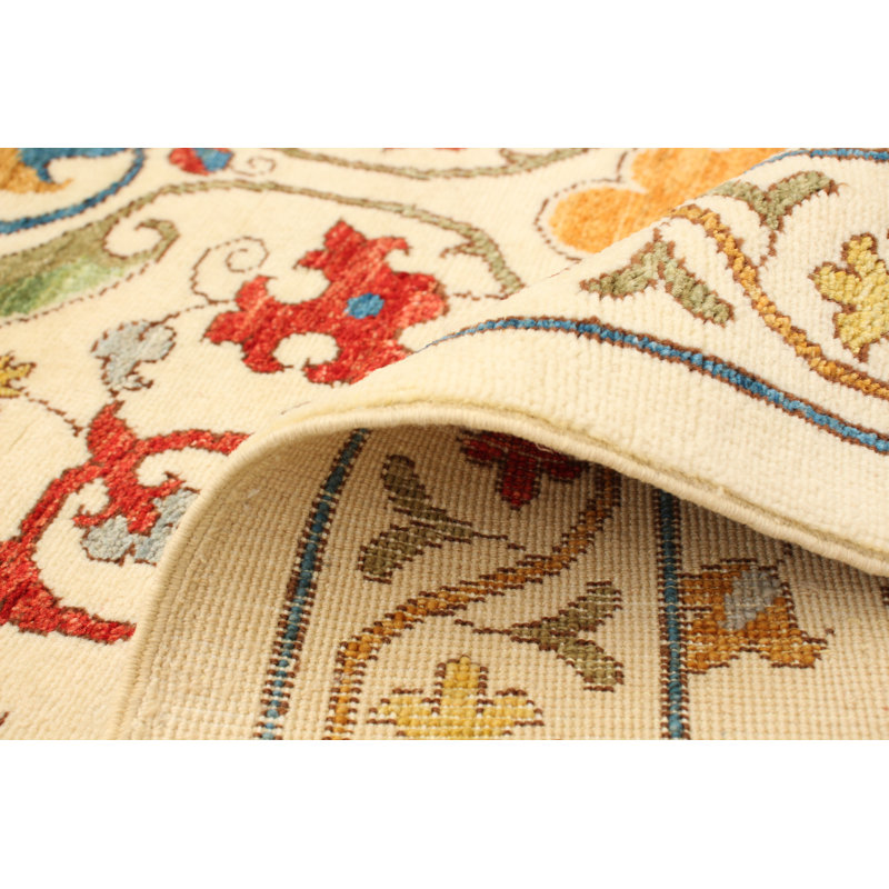 Tapis crème en laine noué la à la main Damari
