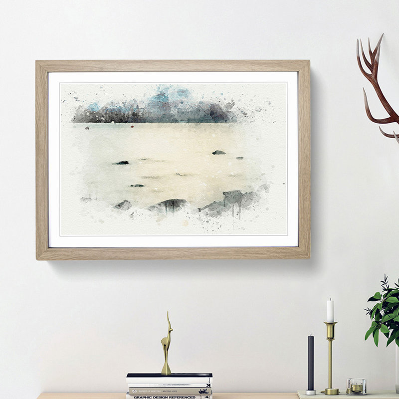 Lake Ullswater in Cumbria in Abstract - Picture Frame Graphic Art Print, 27cm H x 36cm W x 2cm D, Oak Framed