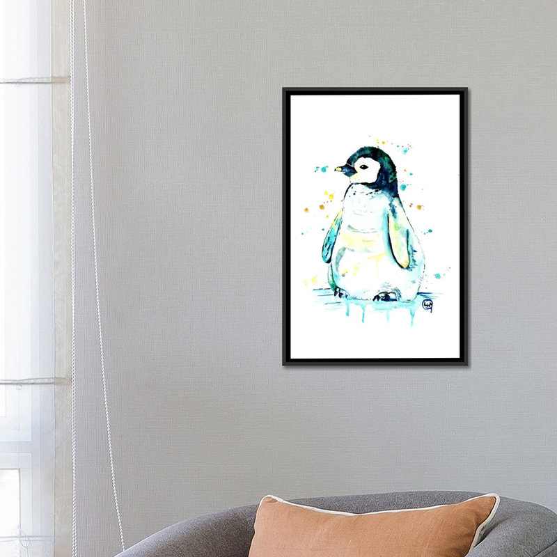« waddle », impression sur toile tendue, H 26 po x l 18 po x P 1,5 po, Toile avec cadre noir, Pas de tapis