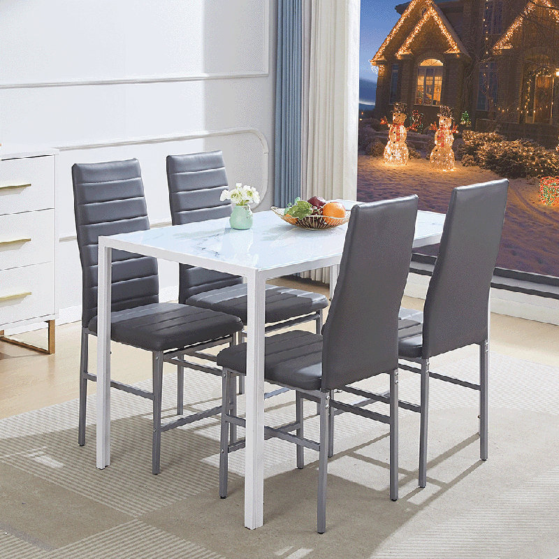 4 - Person Dining Set, Dark Grey, White