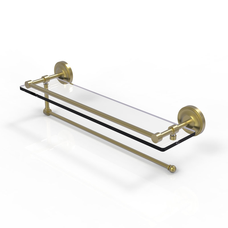 Alcott Bracket Shelf with Towel Bar, Satin Brass