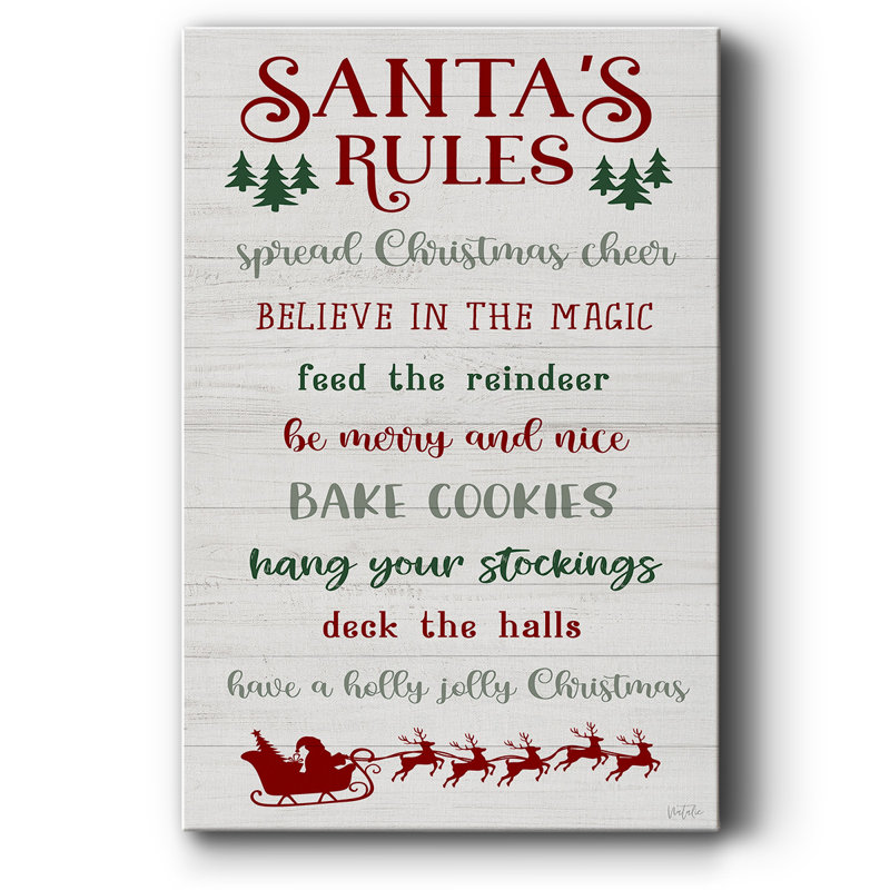 " Santa's Rules ", 18" H x 12" W 1.5" D