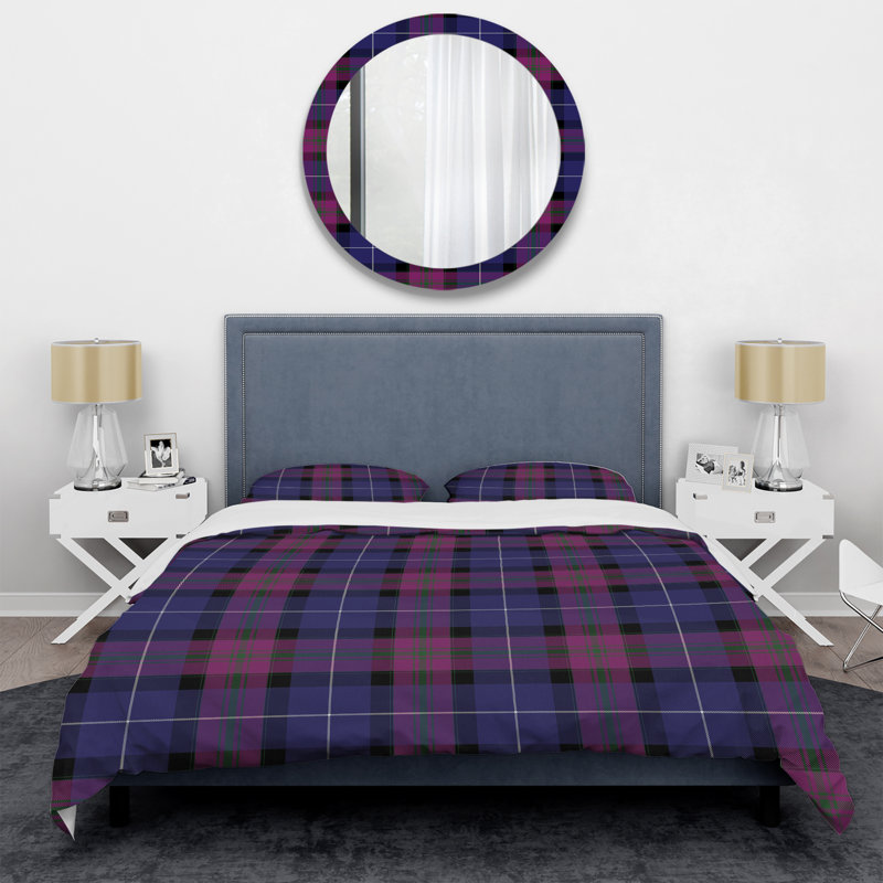 Ensemble de housse de couette en microfibre bleu / mauve 2 pièces