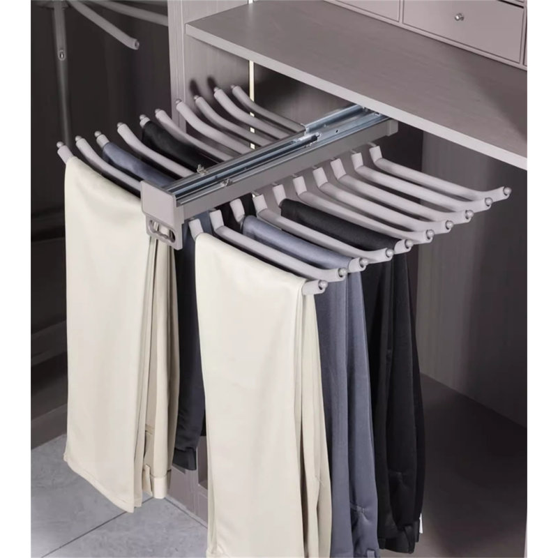 Maxhold Dual-Row Pull-Out Pants Rack, Grey