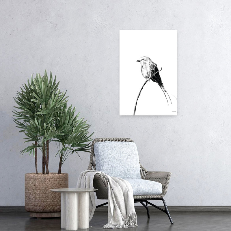 Perché, oiseau contemporain abstrait, art animalier, H 24 po x l 16 po
