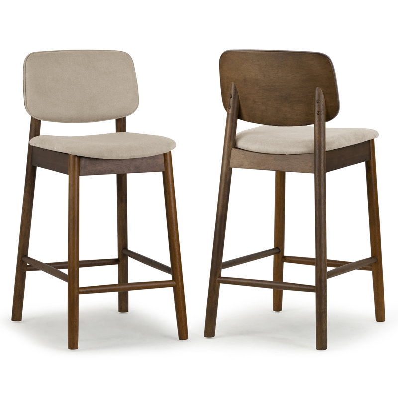 Farallones Upholstered Counter Stool with Rubberwood Frame, Walnut/Beige