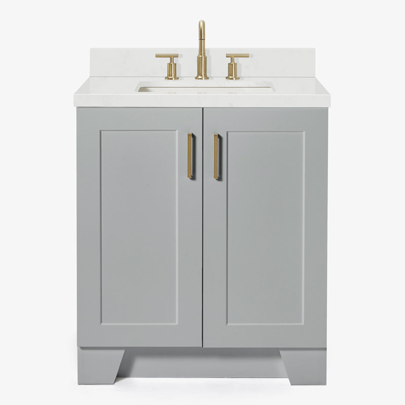 31 IN.  Single Bathroom Vanity, Gray, Oval, Carrara Quartz
