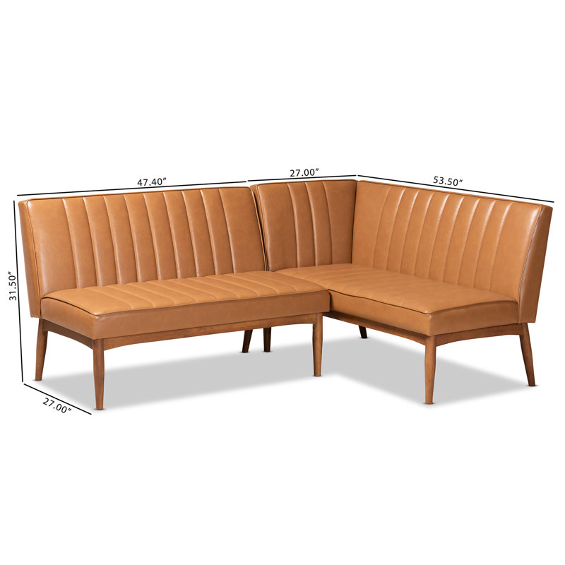 Hilley 2-Pc Tan Faux Leather Upholstered Bench, 31.5'' H X 74.4'' W X 53.5'' D, Tan