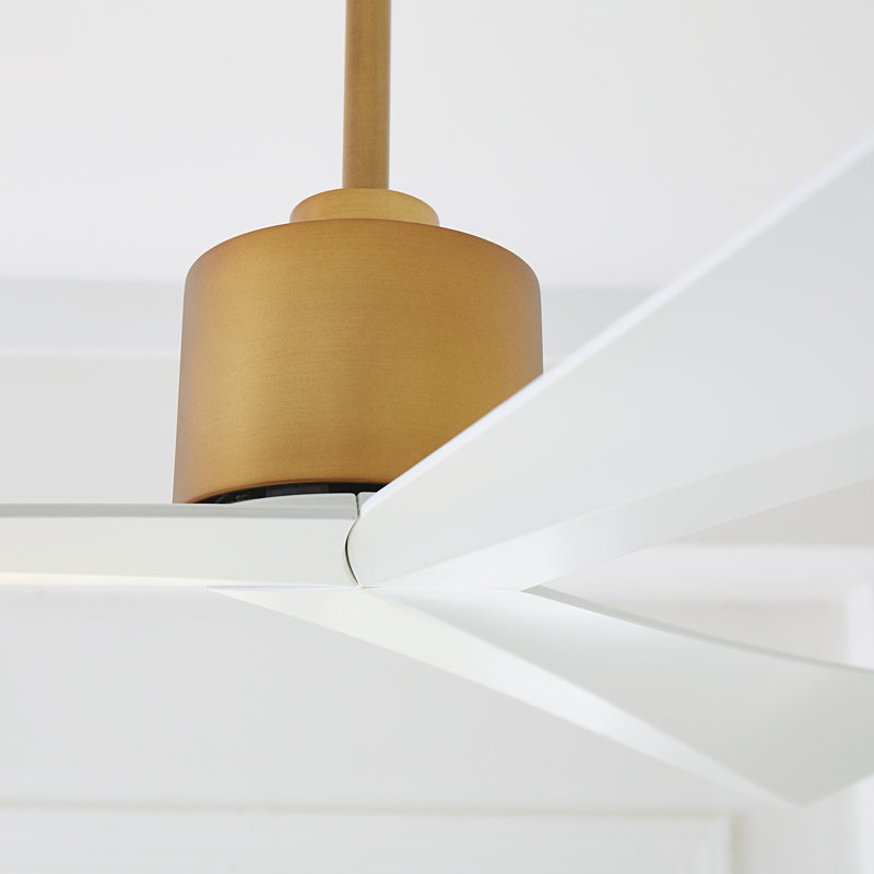 Adler Downrod Ceiling Fan, Burnished Brass/Matte White, 60"