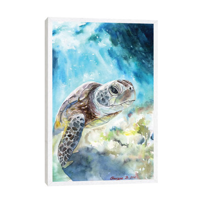 Sea Turtle by George Dyachenko - Floater Frame Painting on Canvas