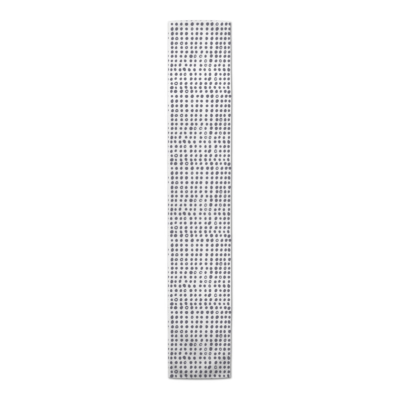 Devinn Polka Dots Table Runner, Dark Gray, 90" x 16"