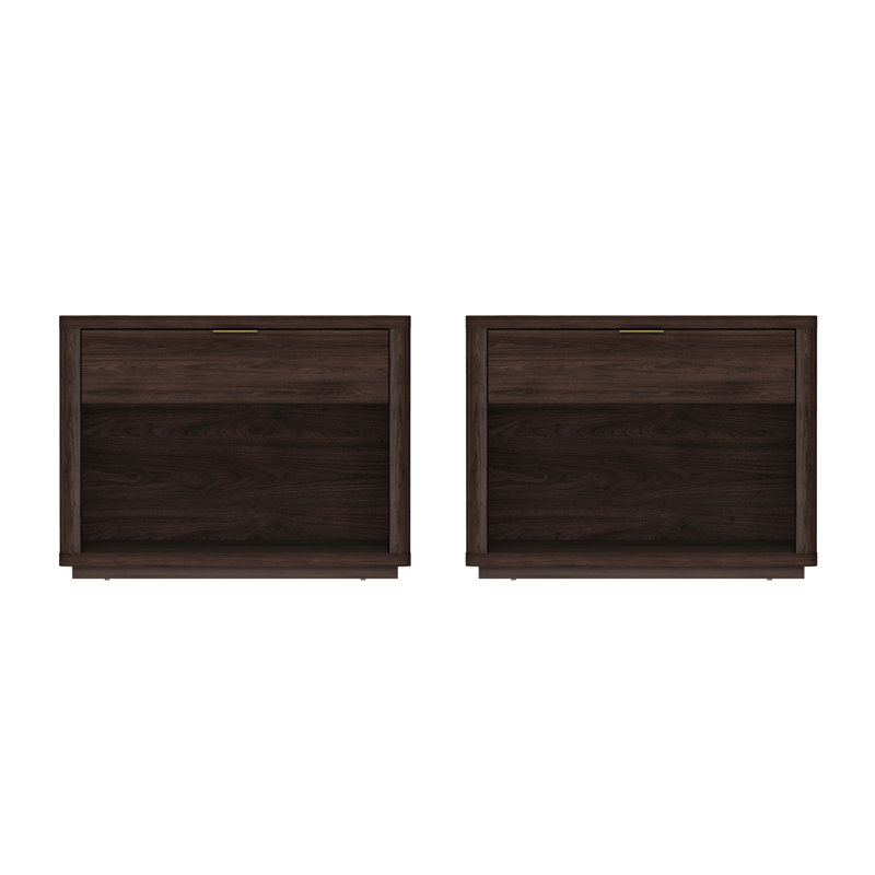 Ringwald 32 Nightstand 2.0 with Full Extension Drawers, Brown, Set of 2