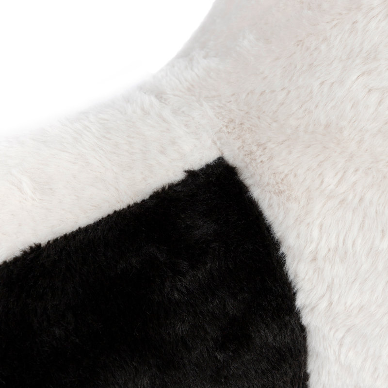  Coussin de dossier en fausse fourrure, Noir/crème