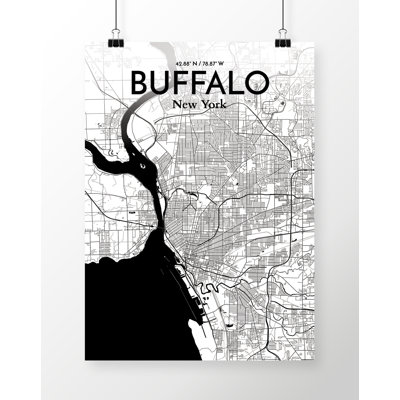 Buffalo City Map - impression d'art graphique