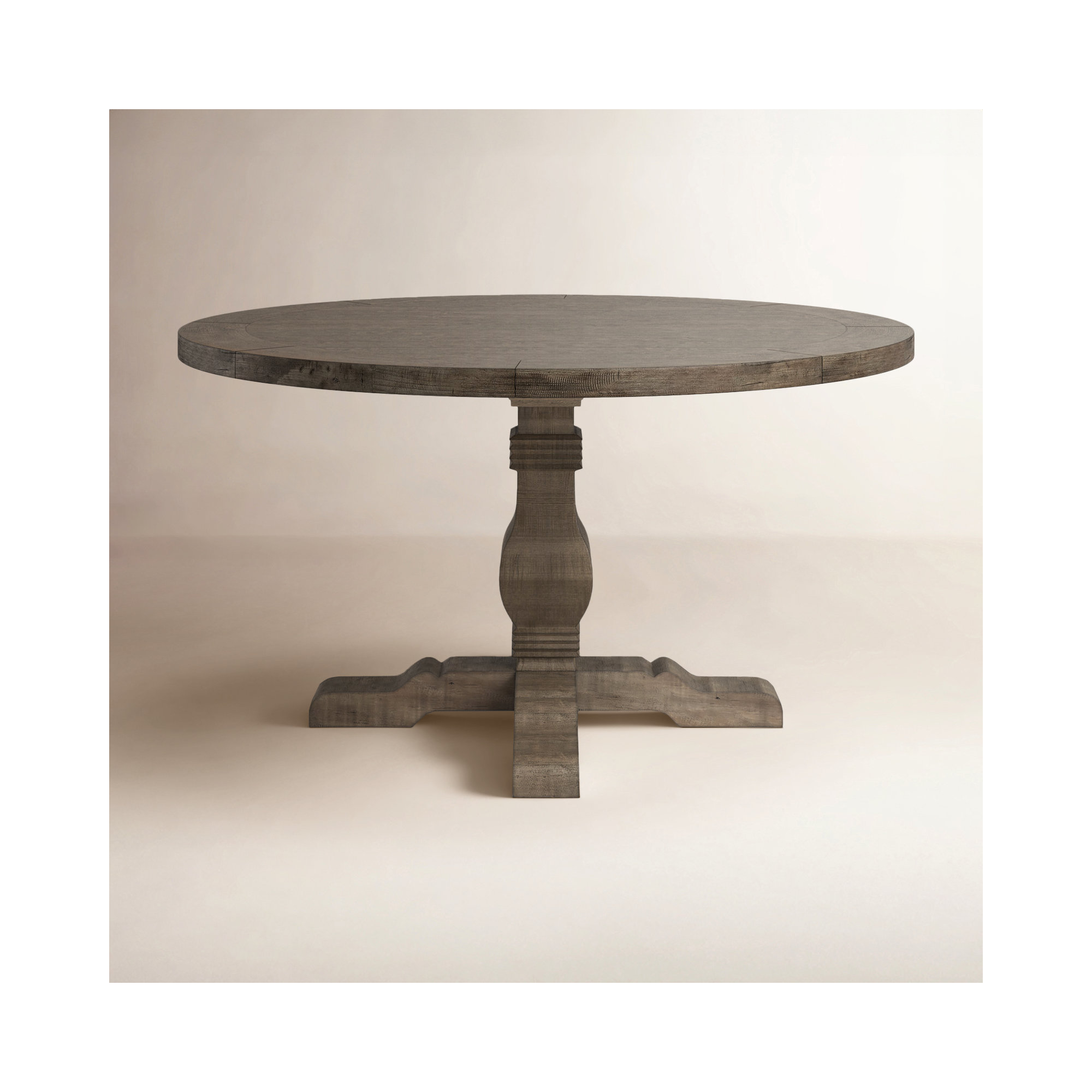 Kinston Solid Wood Pedestal Dining Table, Distressed Brown, 42" x 42"