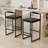 Bar Stools Upholstered Velvet Counter Height Barstools for Kitchen Island Set of 2 Modern Dining Chairs with Footrest & Backrest (Black & Gray)-1564437470-1564437468