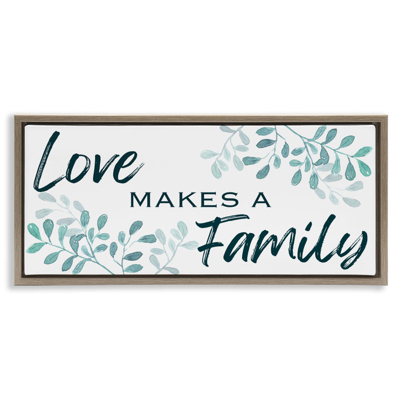 «Love Makes Family with Herbs», art mural sur toile flottant gris, design par Marcus Prime, H 14 po x l 31 po