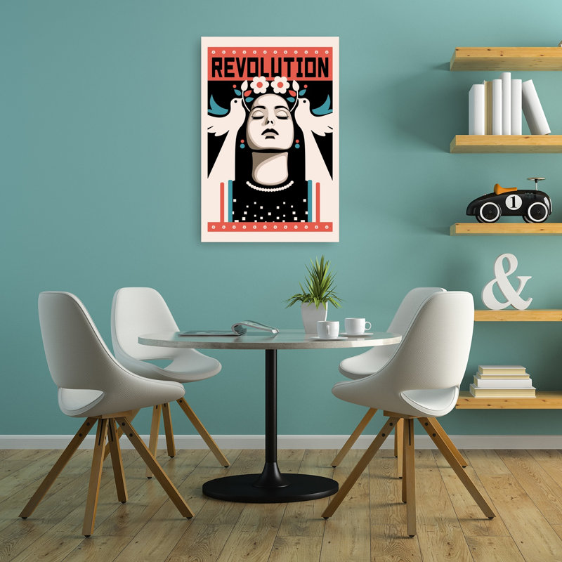 Revolutionary Peace Woman Elegant Modern Peaceful Bird Flower Portrait Wall Art Print, 91.44cm H x 60.96cm W