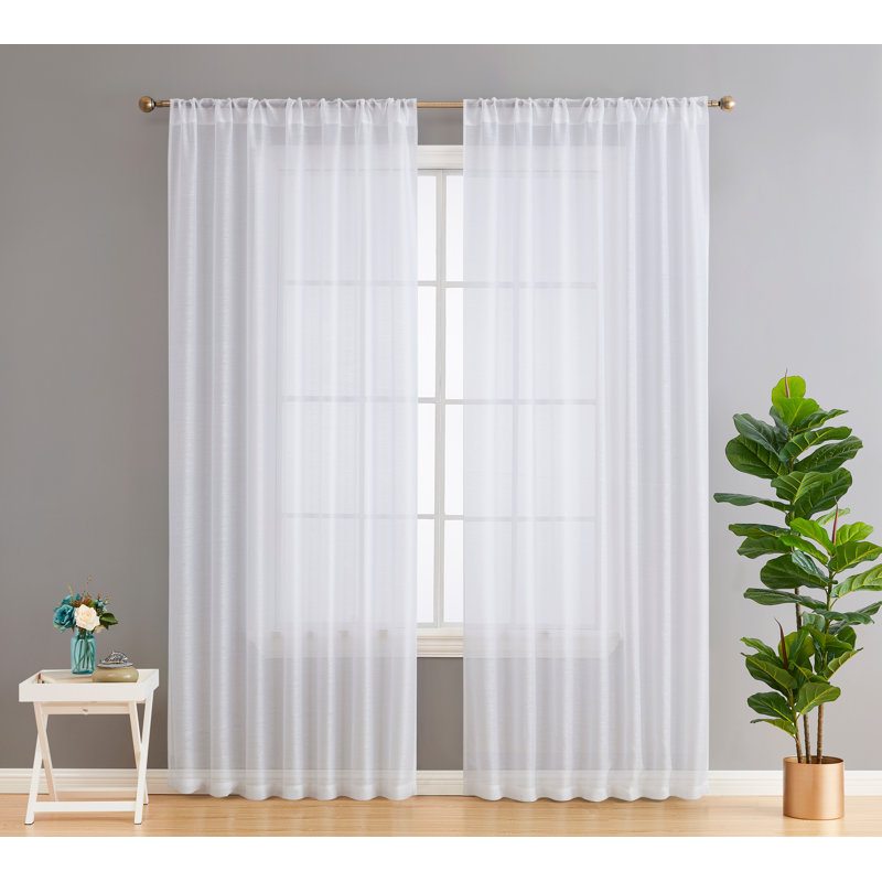 Lauren Semi Sheer Curtain Pair, 54" W x 72" L, White