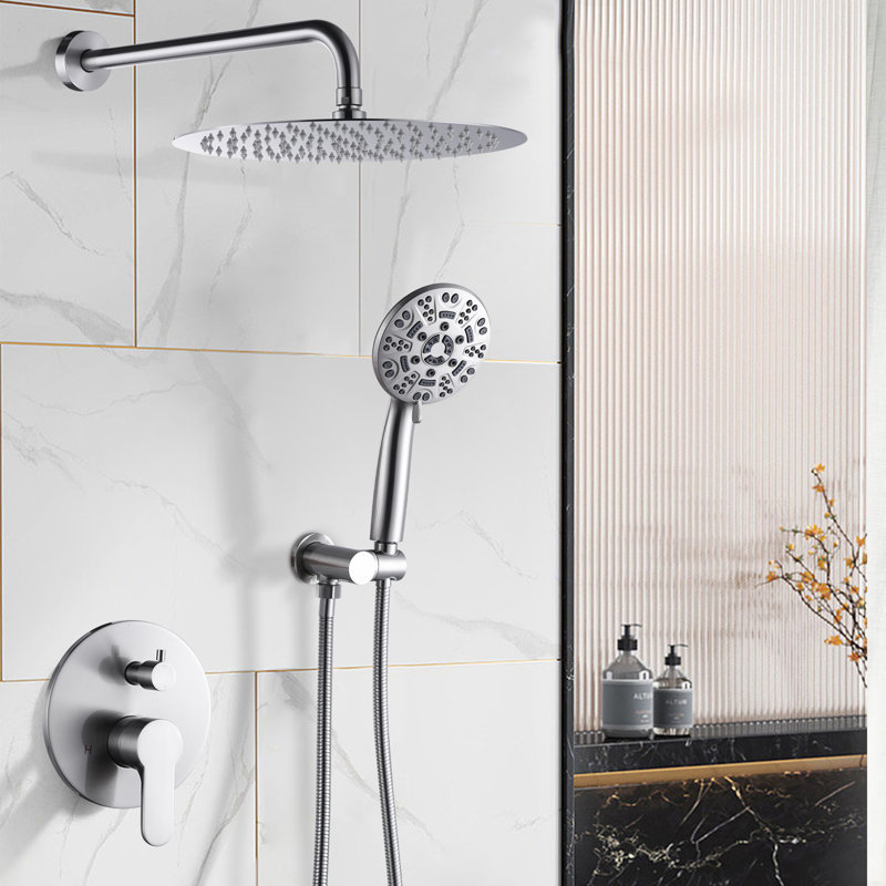 12" Brushed Nickel Wall Mounted Rain Shower System
